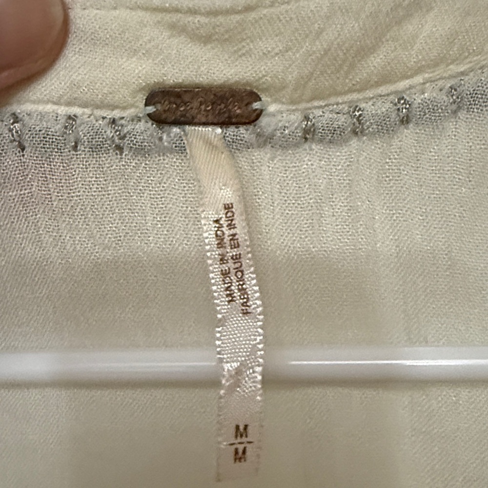 Free People Cream Tunic with Black Lace Trim - Picture 2 of 6